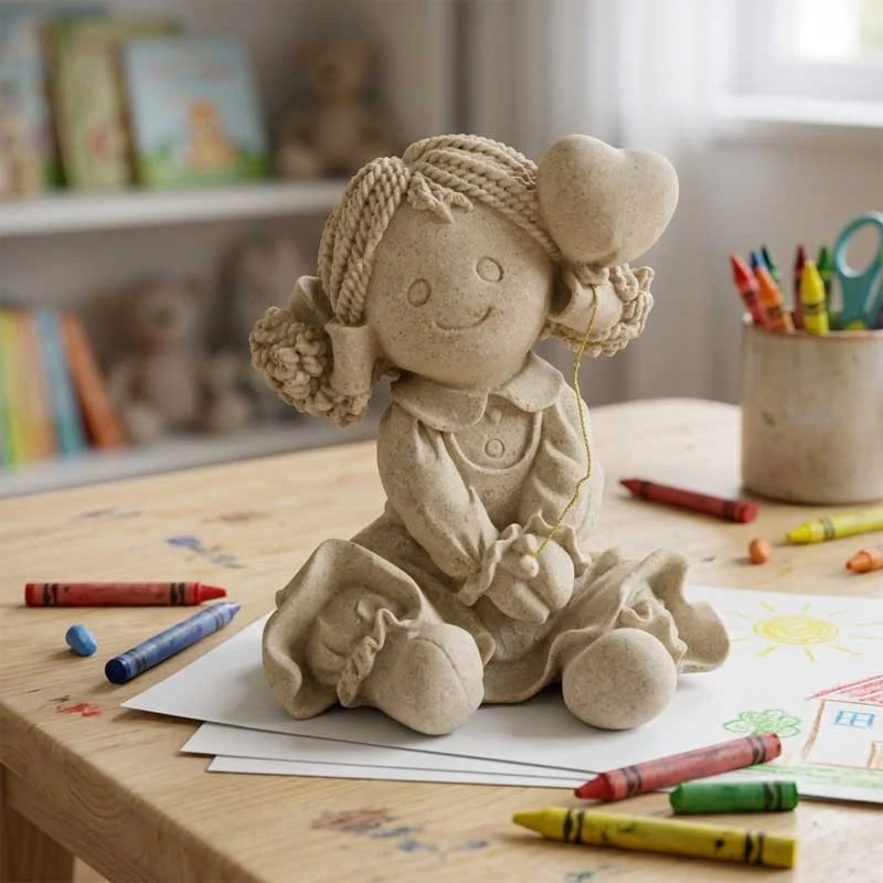 Soška holčičky s balónkem "I love you"