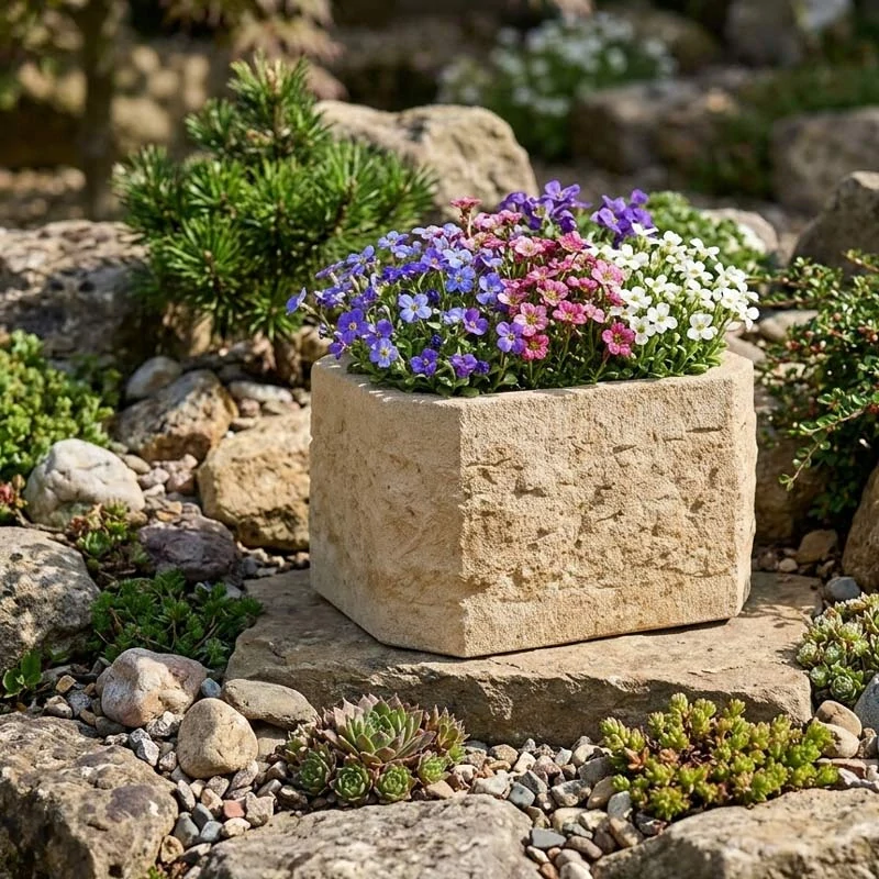 Osmihranný květináč z umělého pískovce 20cm