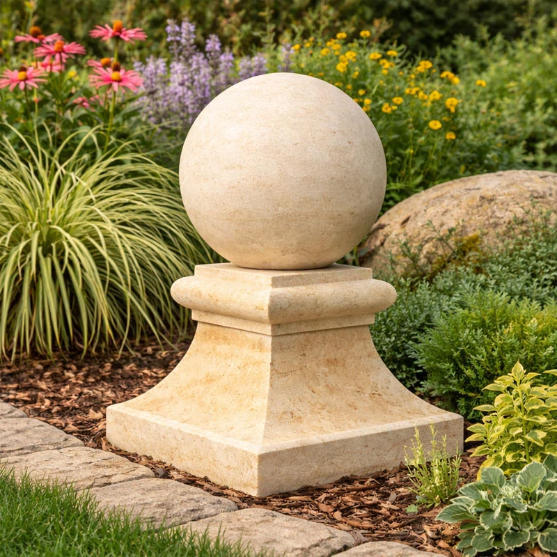 Zahradní koule z umělého pískovce na podstavci 51kg