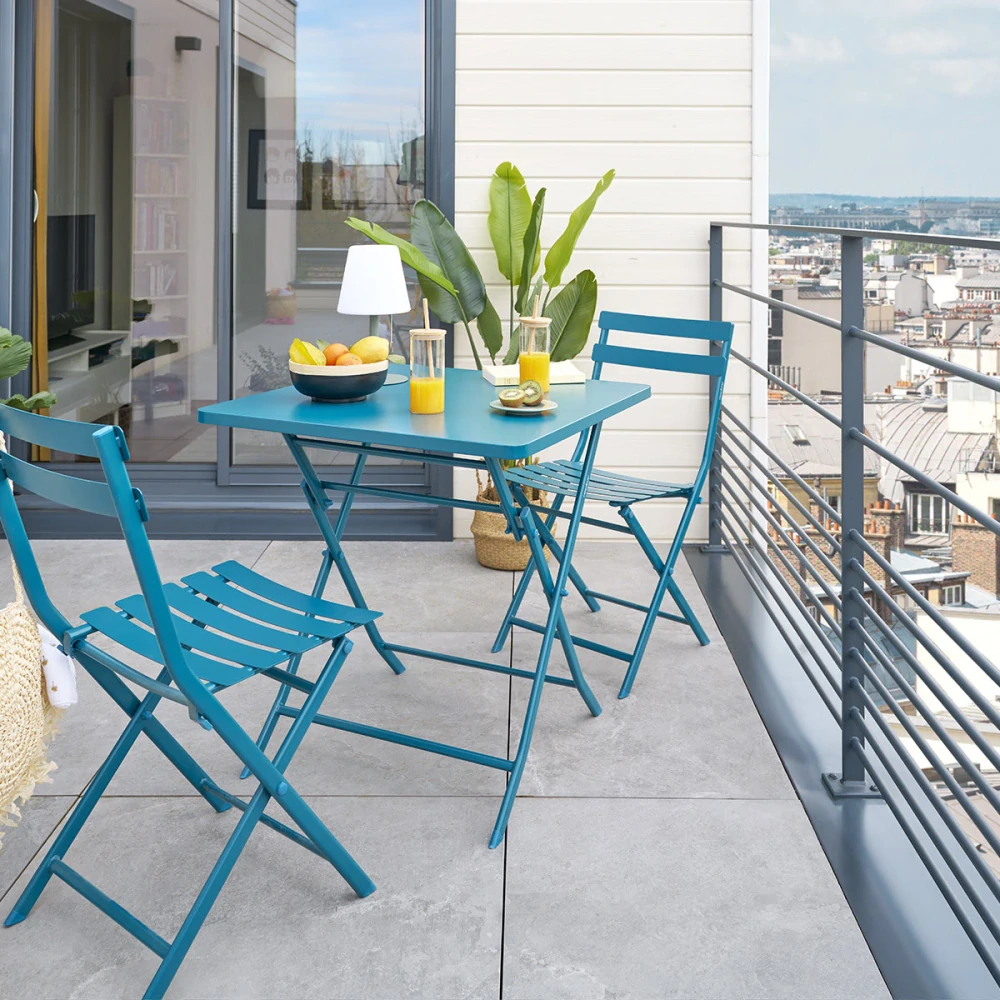 Skládací čtvercový zahradní stůl Greensboro - modrý