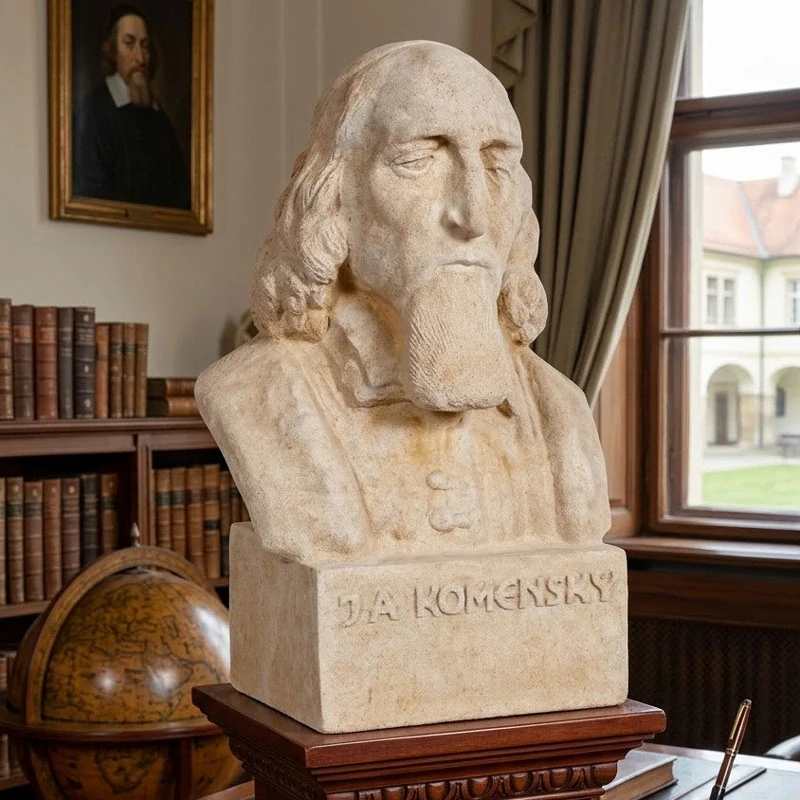Busta Jana Ámose Komenského z umělého pískovce