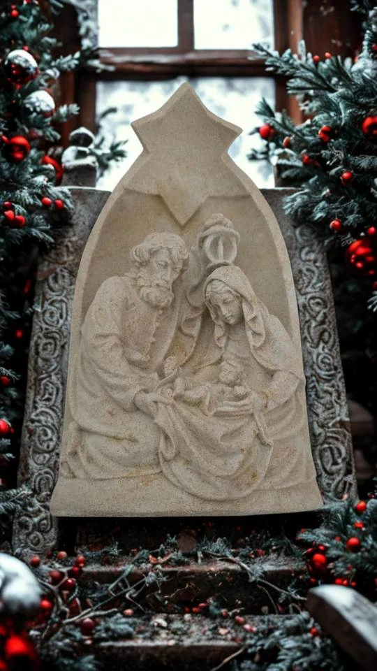 Vánoční betlém z umělého pískovce 28cm