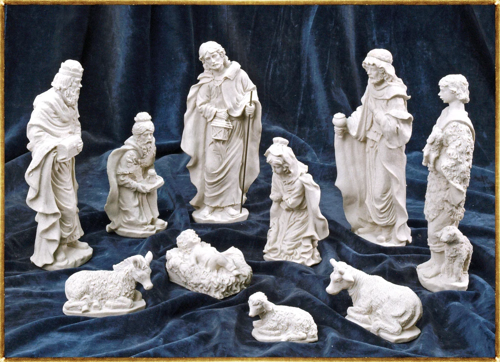 Betlém z 10 figurek z umělého pískovce