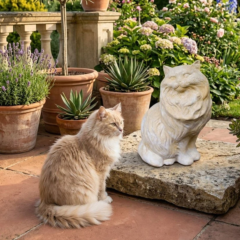 Dekorativní socha kočky angorské