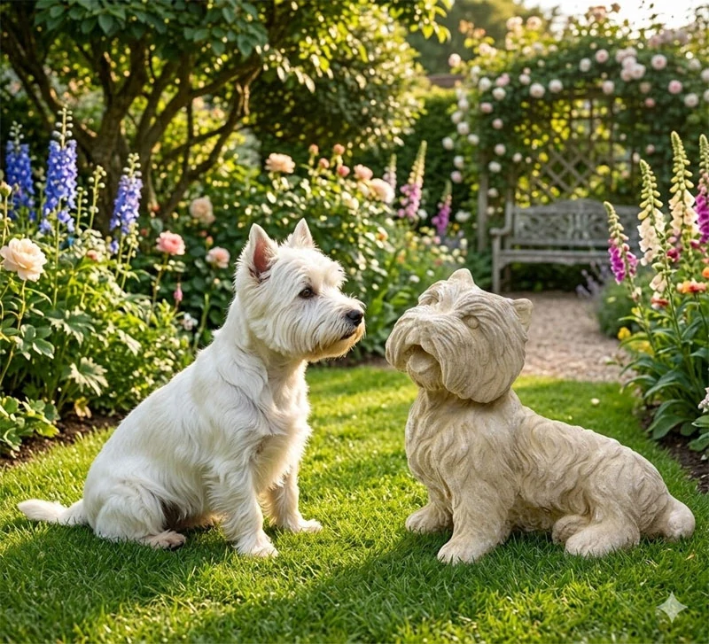 Socha pejska Westíka z umělého pískovce