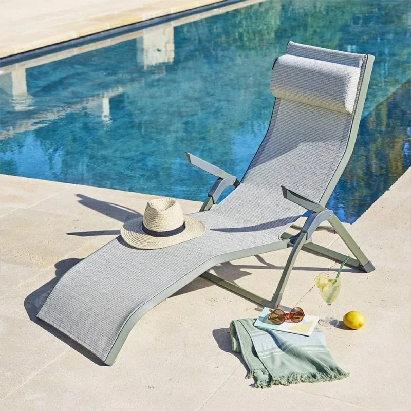 Relaxační hliníkové lehátko Decima laurel green