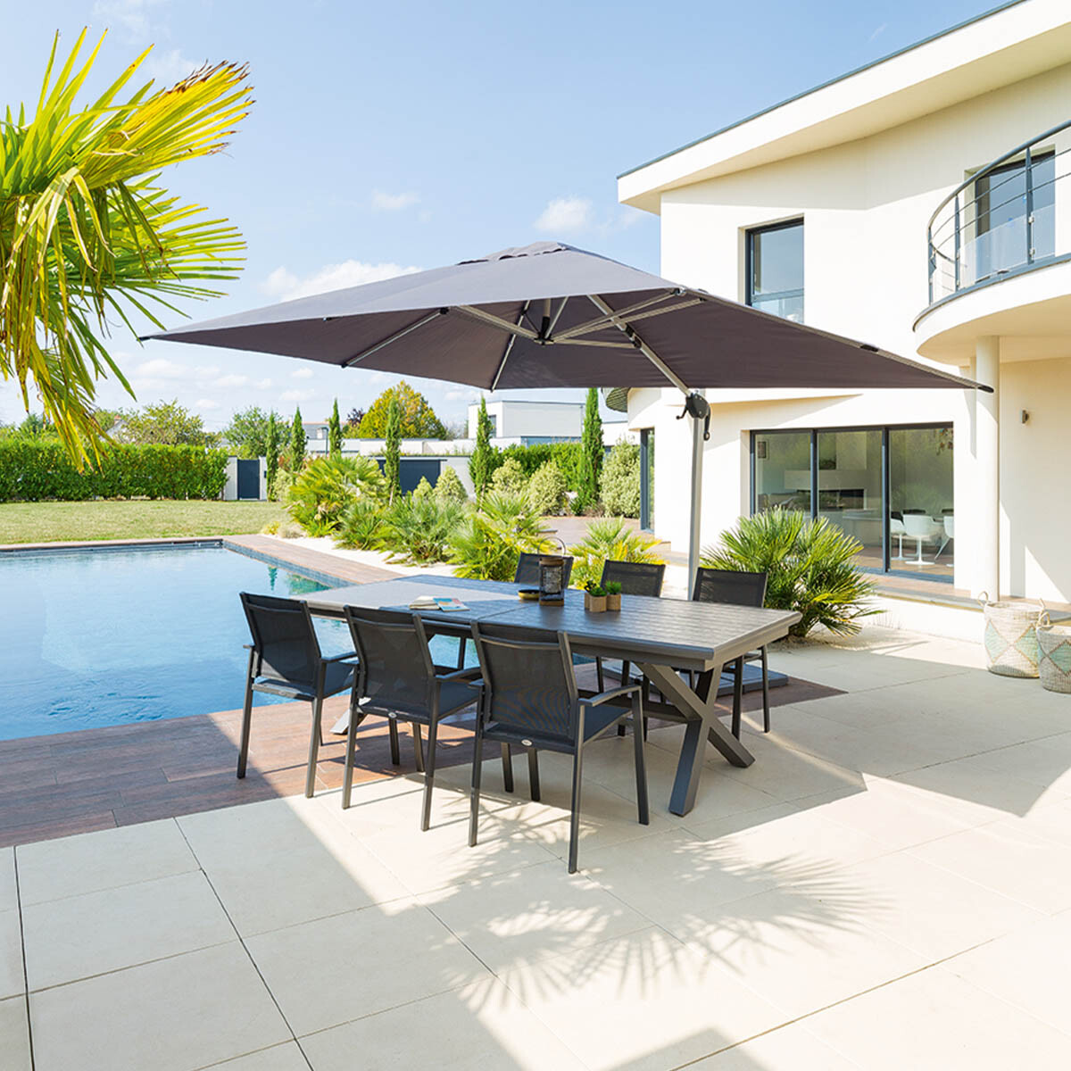 Slunečník Equador 3x4 m šedý