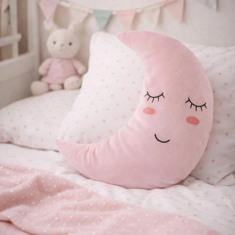 Růžový polštář Měsíc 32x37,5 cm