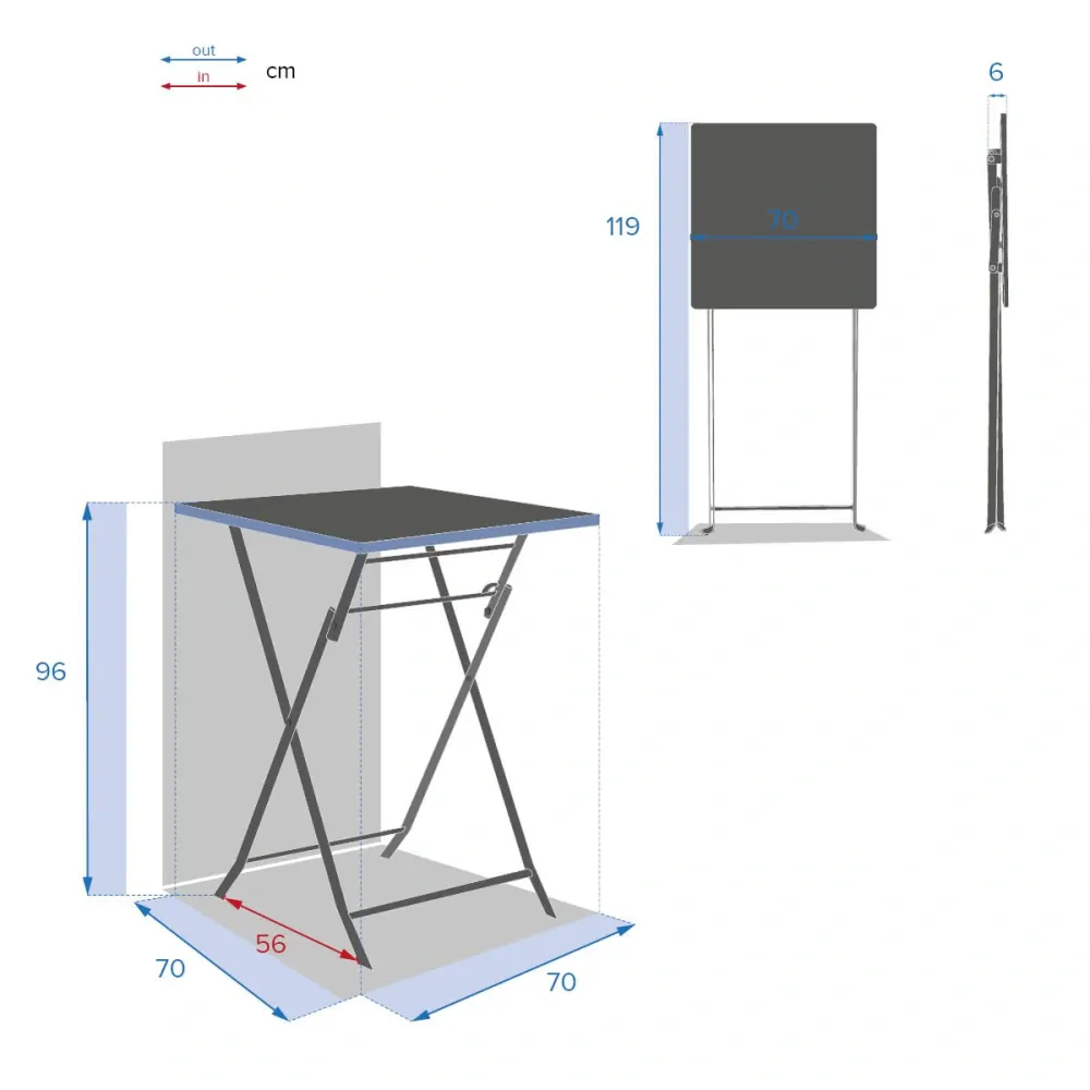 Skládací barový stolek Greensboro grafit