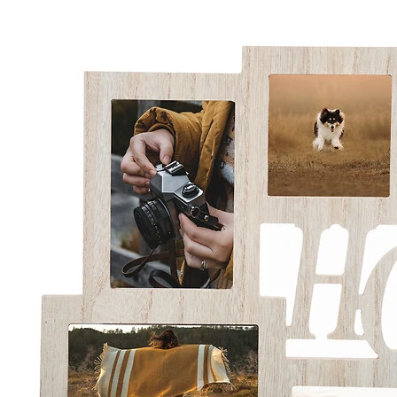Dřevěný fotorámeček na více fotek HOME