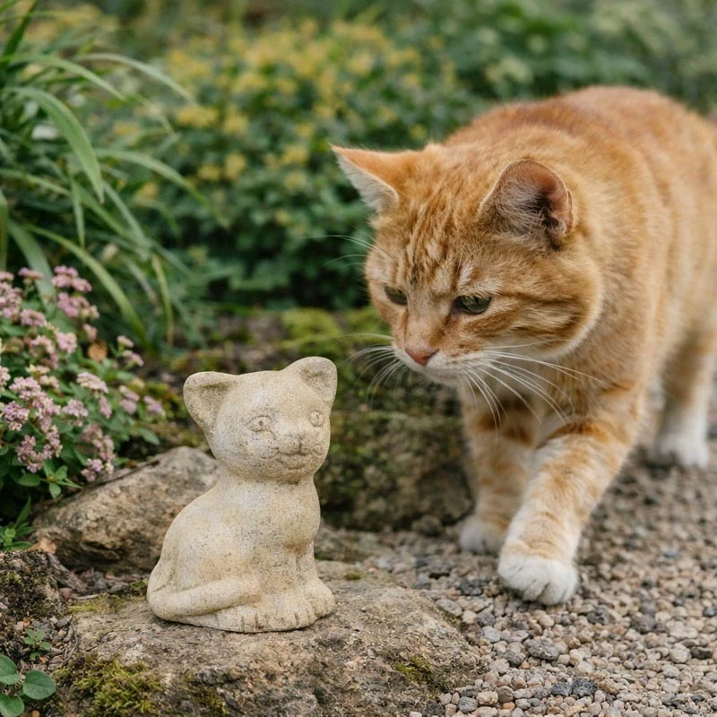Zahradní dekorace kočka z umělého pískovce