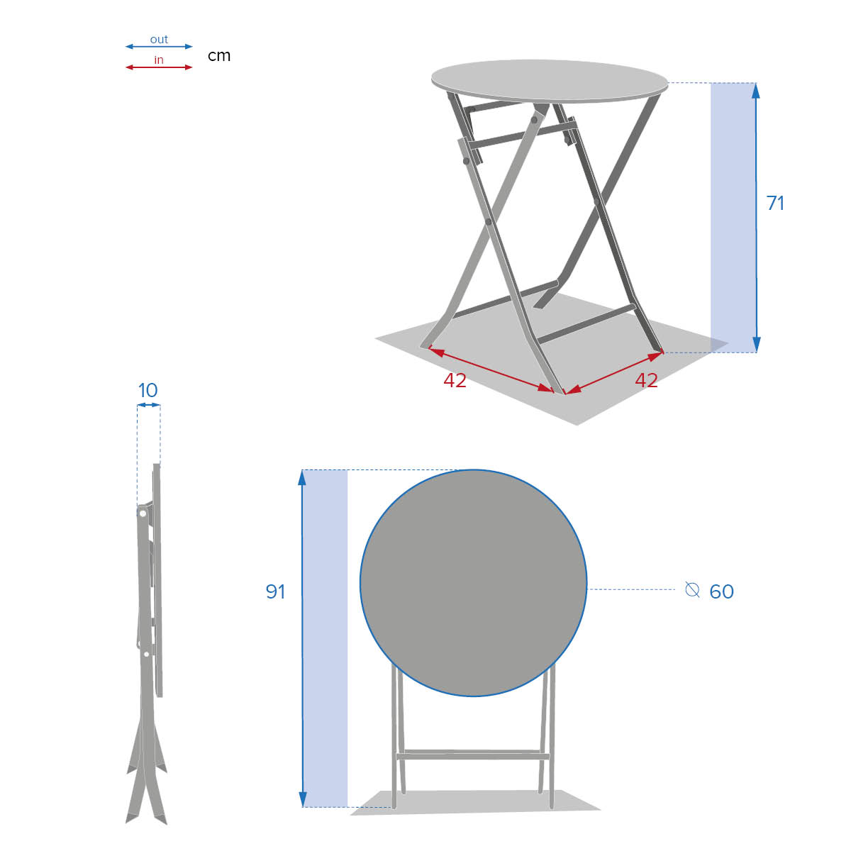 Skládací kulatý stůl Greensboro - nefrit (zelený)