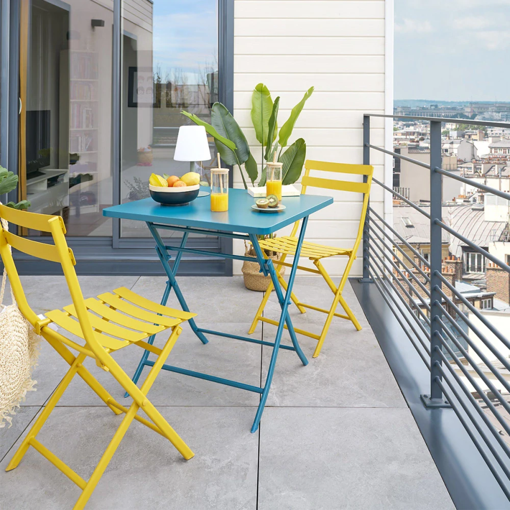 Skládací čtvercový zahradní stůl Greensboro - modrý