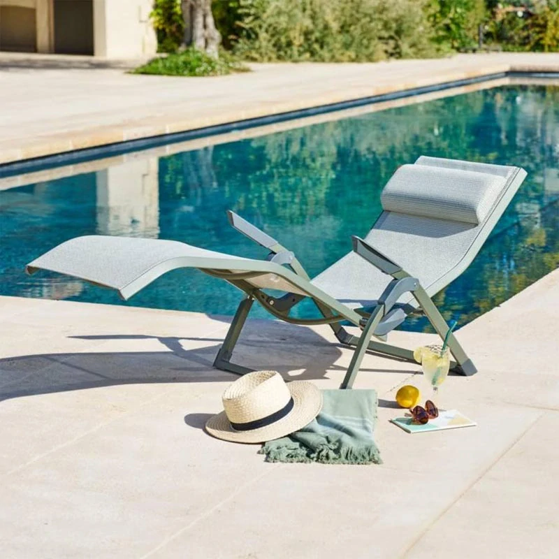 Relaxační hliníkové lehátko Decima laurel green