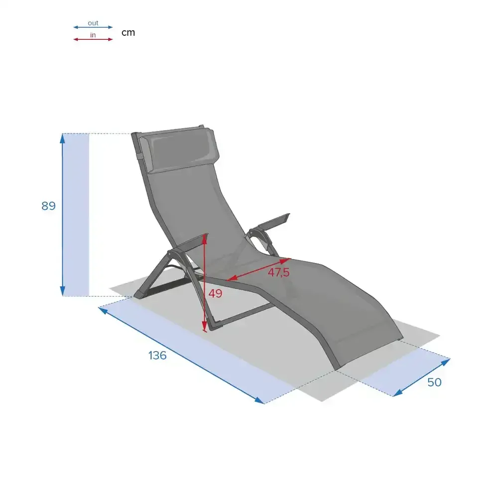 Světle šedé relaxační hliníkové lehátko Decima