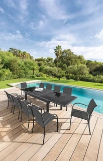 Velký rozkládací zahradní stůl PIAZZA - 10 míst (grafitově šedý)