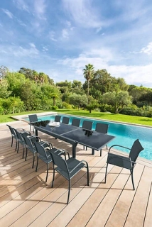 Velký zahradní rozkládací stůl PIAZZA - 12 míst (grafitově šedý)