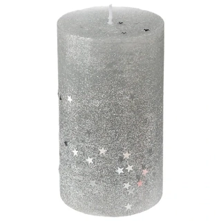 Stříbrná dekorativní svíčka 12 cm