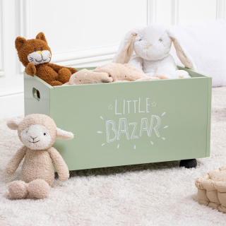 Zelený úložný box s kolečky