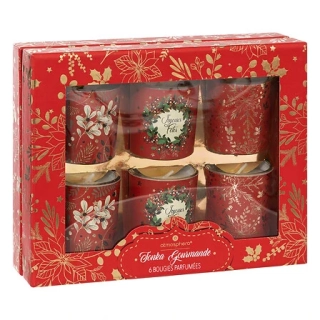 Dárková sada 6 vonných svíček - červená 6x40 g